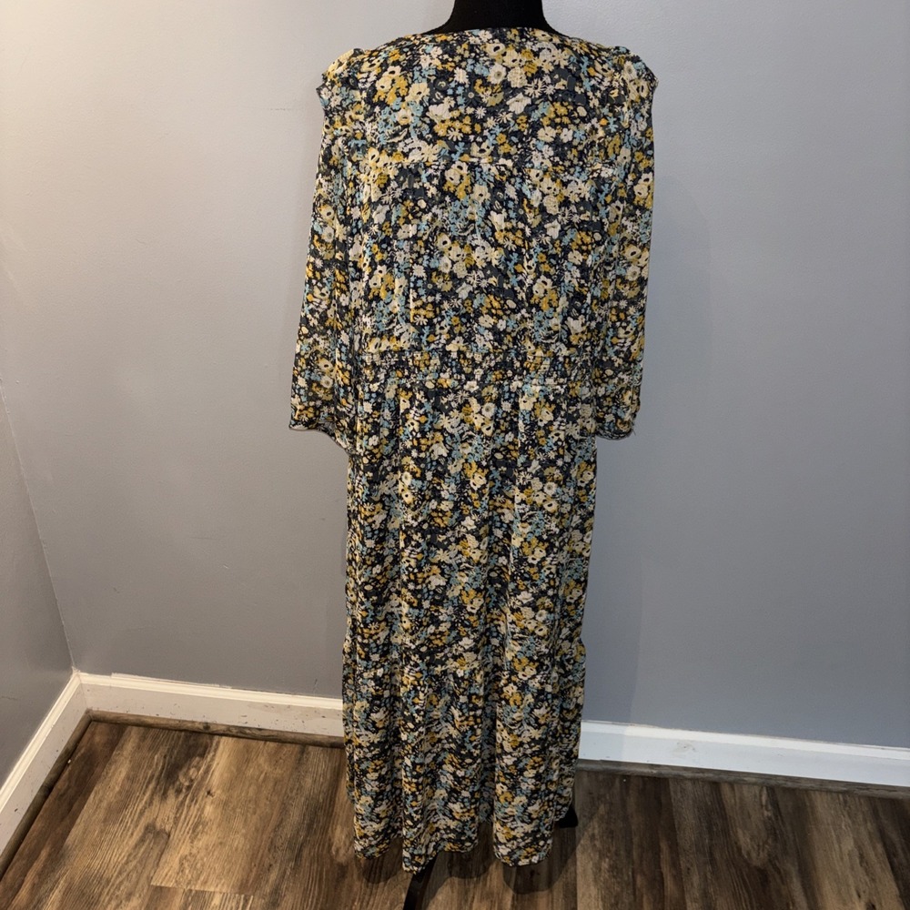 LOFT Womens Size XL Floral Maxi Shirt Dress  Button Front Cottagecore Flowy‎ - Picture 4 of 11